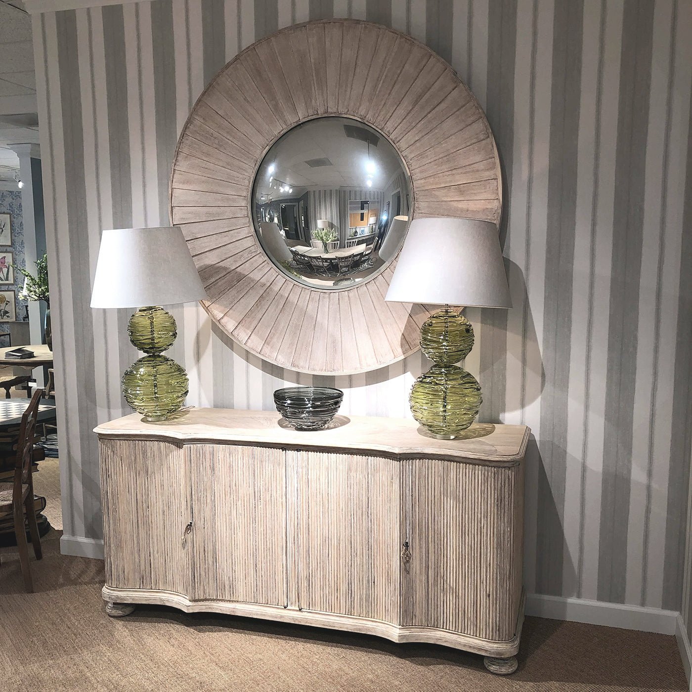 Grand miroir rond rustique