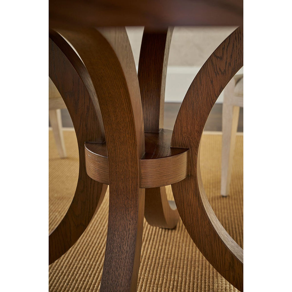 Table à manger ronde en chêne de style côtier Jupe 