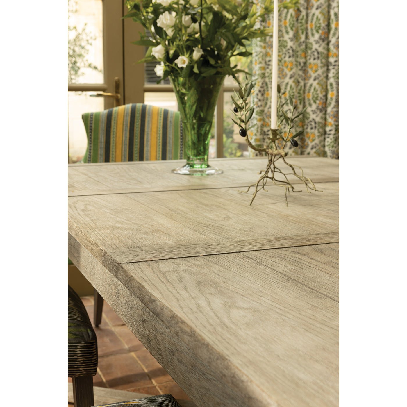 Table à manger extensible rustique en chêne grisé