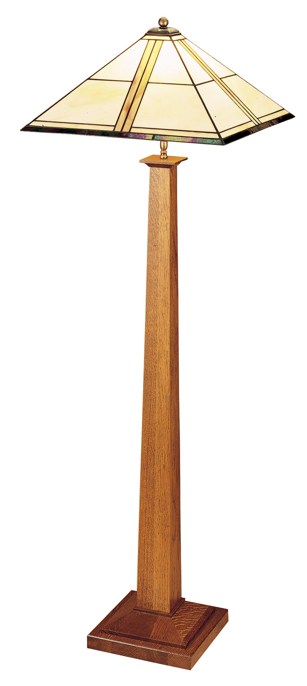 Lampadaire à base carrée avec abat-jour en verre artistique