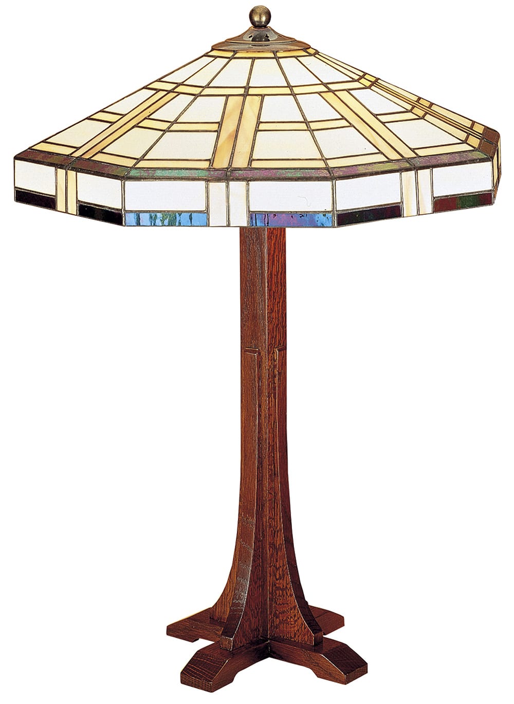 Lampe de table à base croisée avec abat-jour en verre artistique